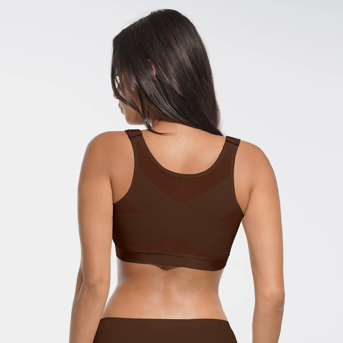 Hexin Full Coverage Wirefree Underwear Big Size Push-Up Bra Adjustable Straps Front Closure Post Surgery Compression Bras Cup