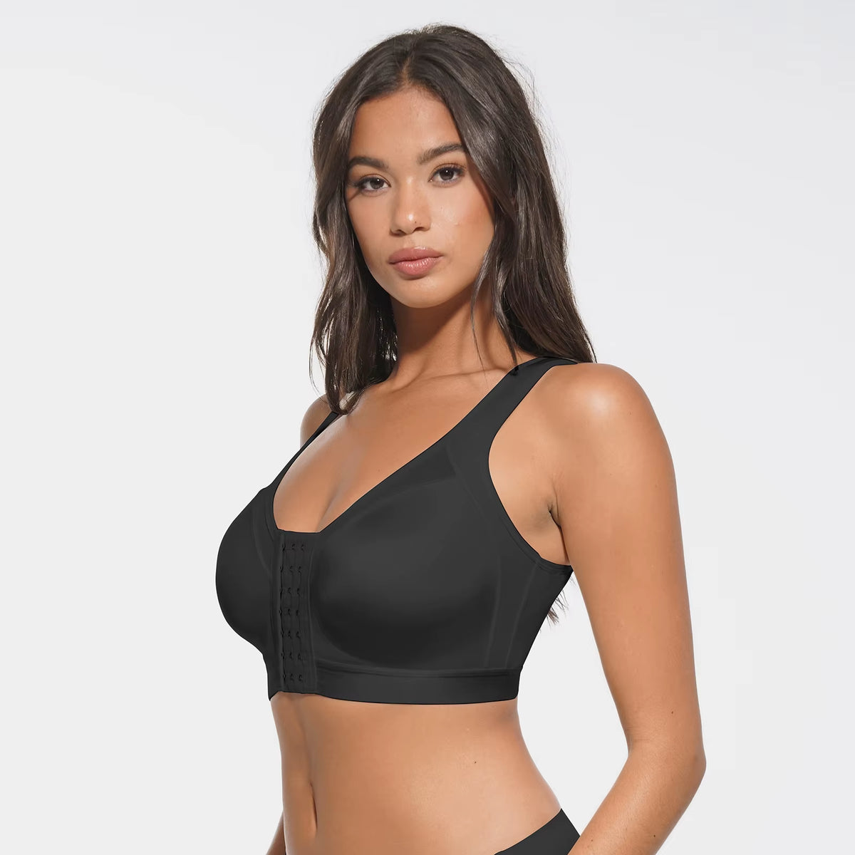 Hexin Full Coverage Wirefree Underwear Big Size Push-Up Bra Adjustable Straps Front Closure Post Surgery Compression Bras Cup