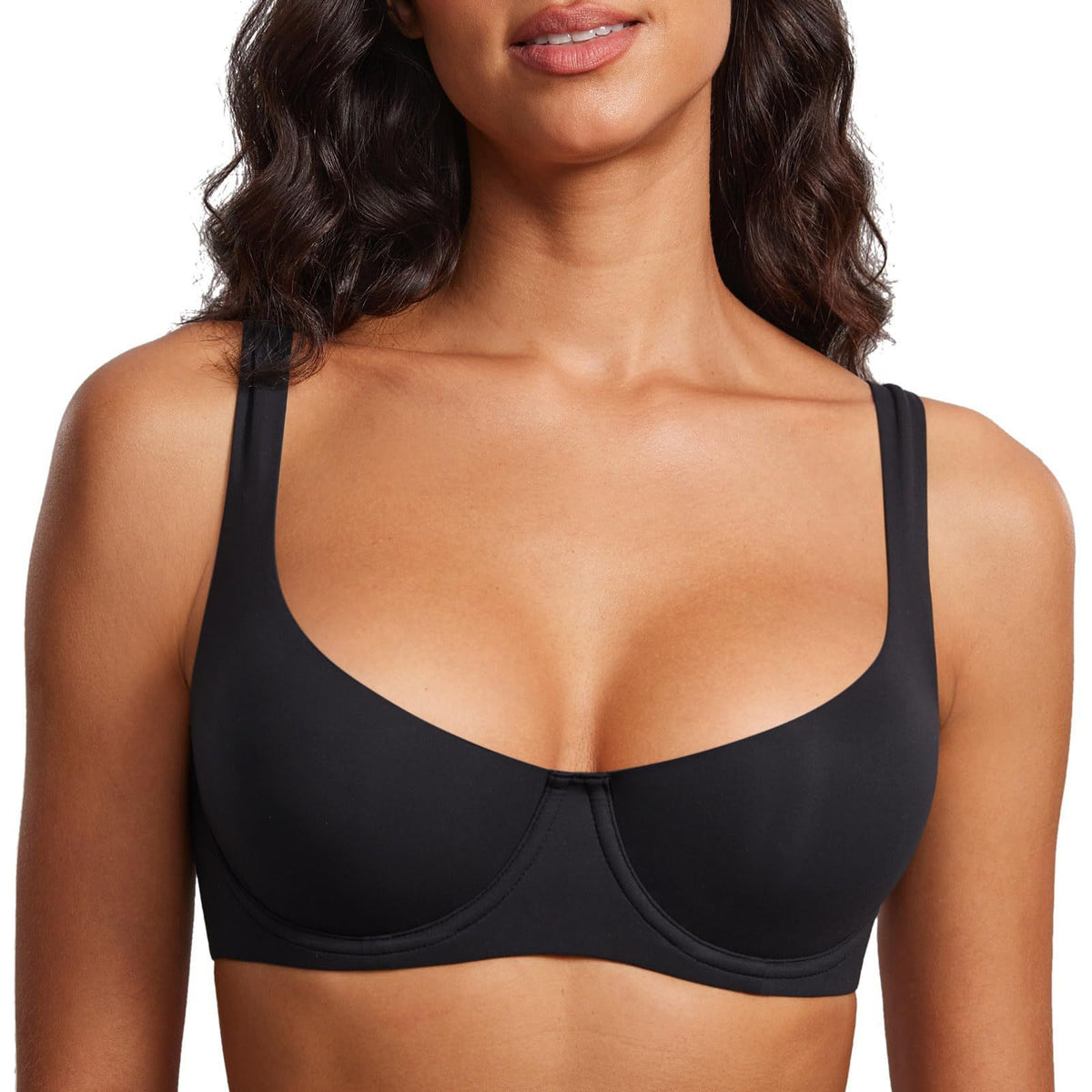 Second Skin Underwire Lift Bra in Black, front view