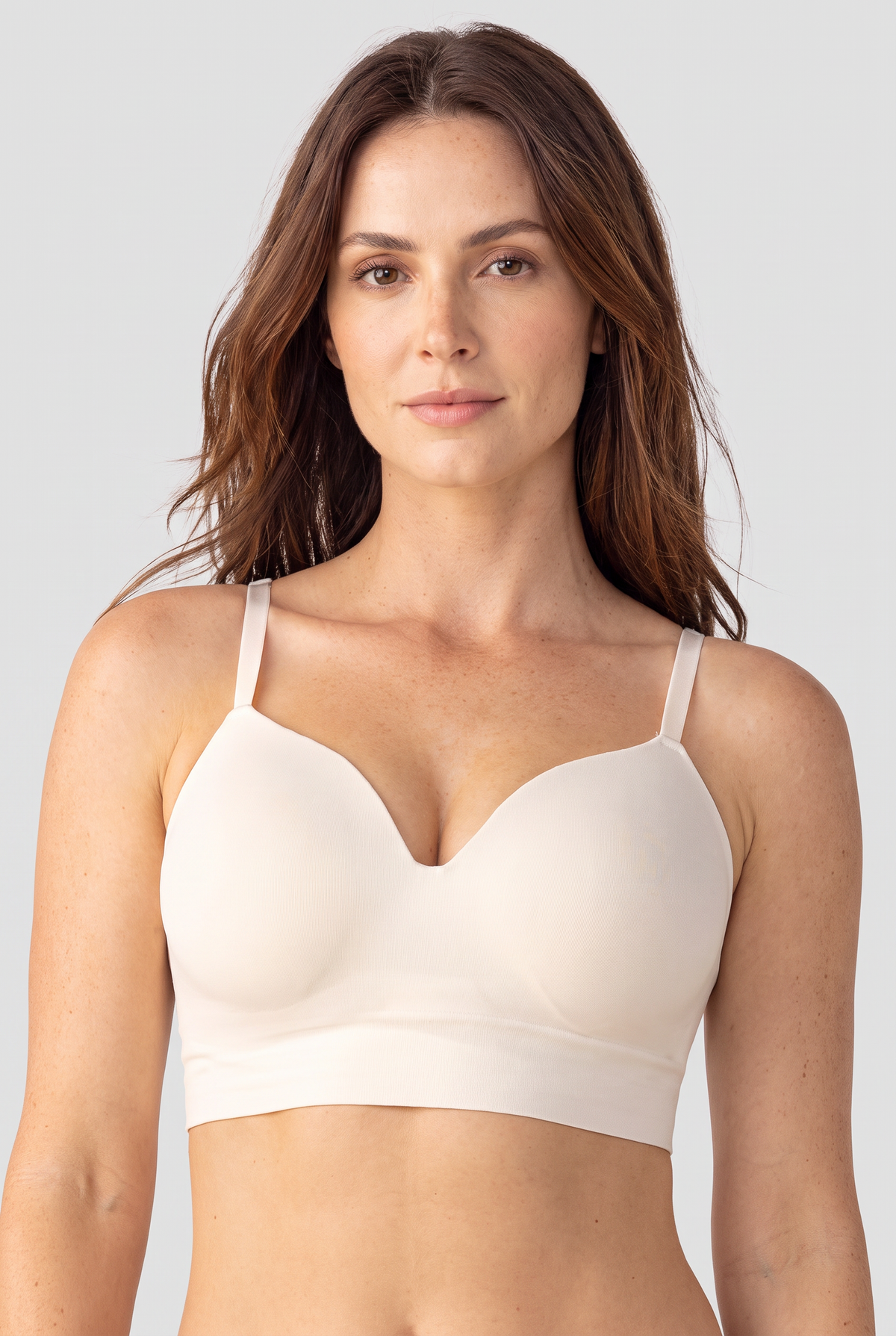 Second Skin Wireless Push-Up Bra in Sand, front view