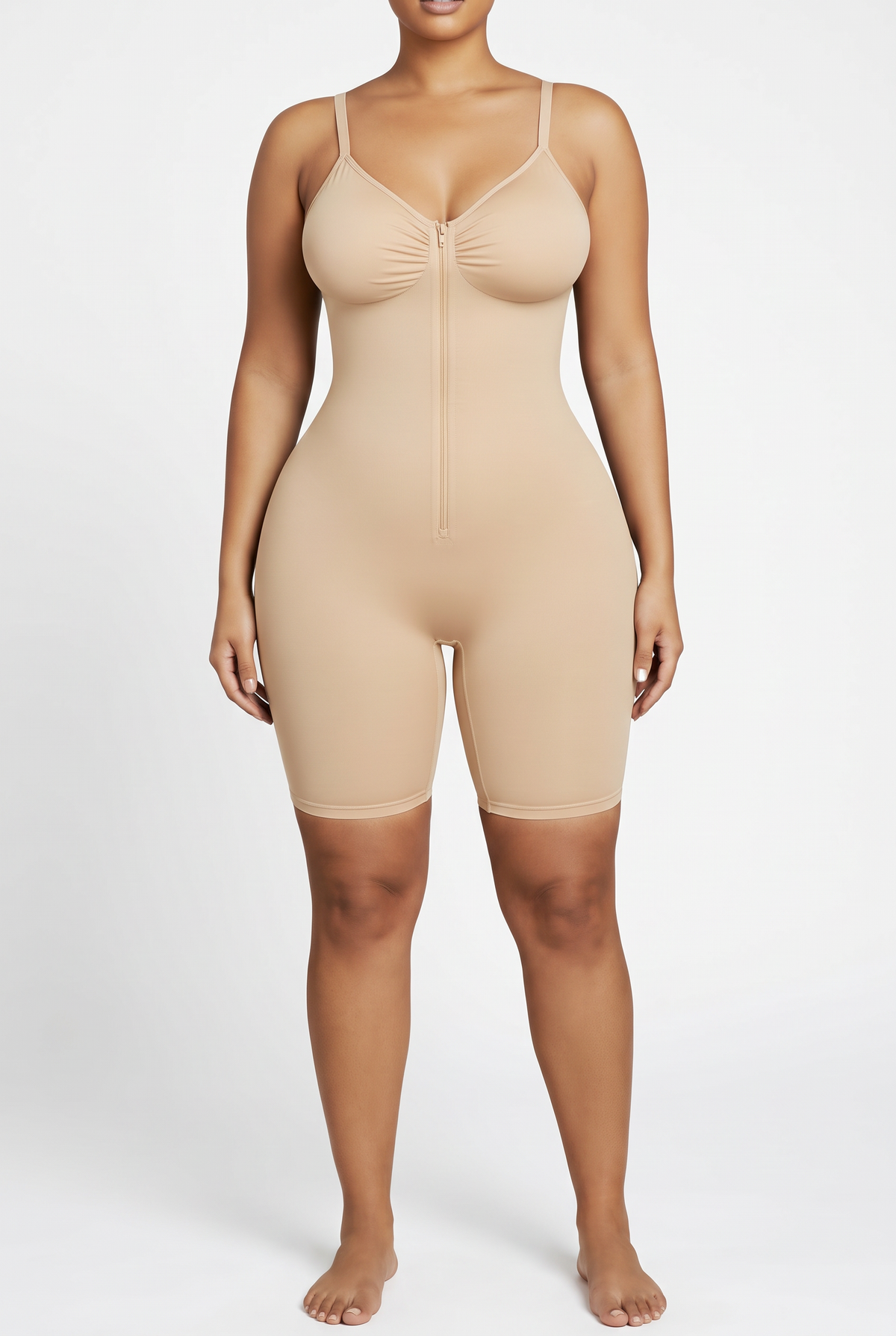 Sculpt Seamless Shaping Bodysuit in Sand, front view