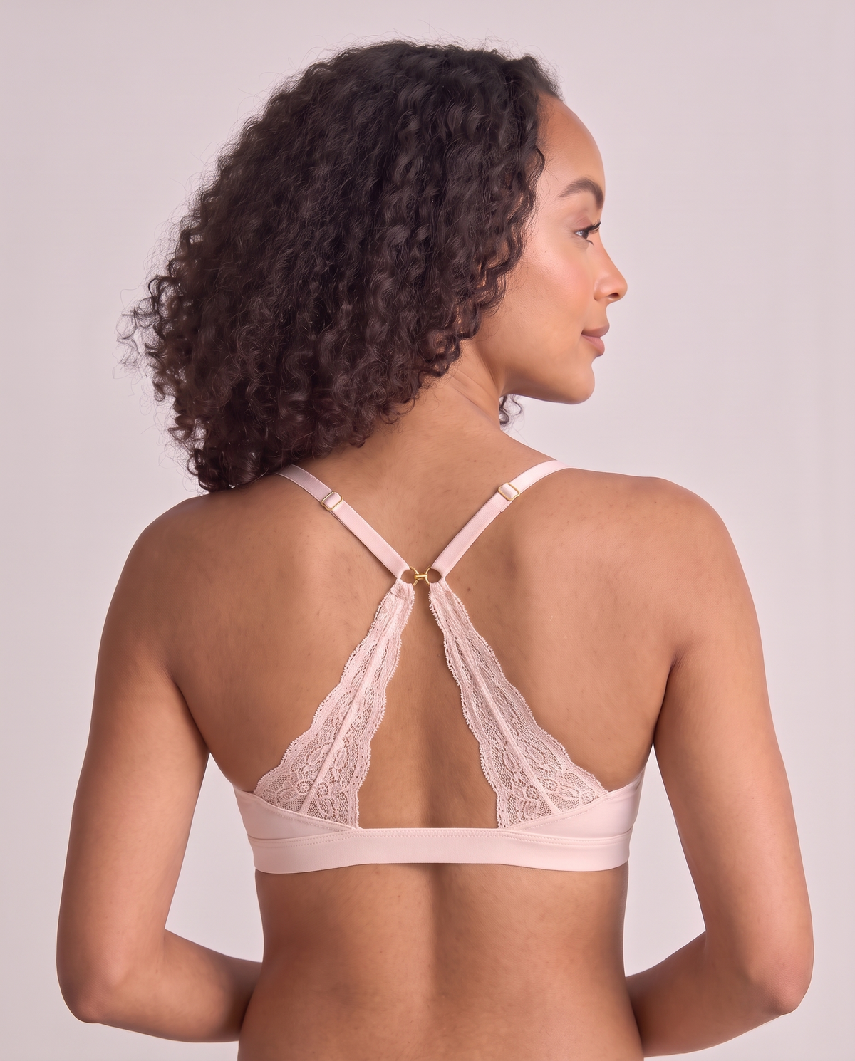 Second Skin Y-Back Push-Up Bra in Blush, back view