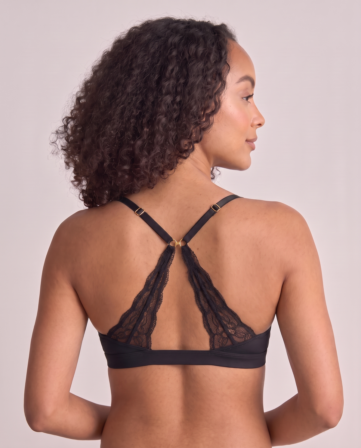 Second Skin Y-Back Push-Up Bra in Black, back view