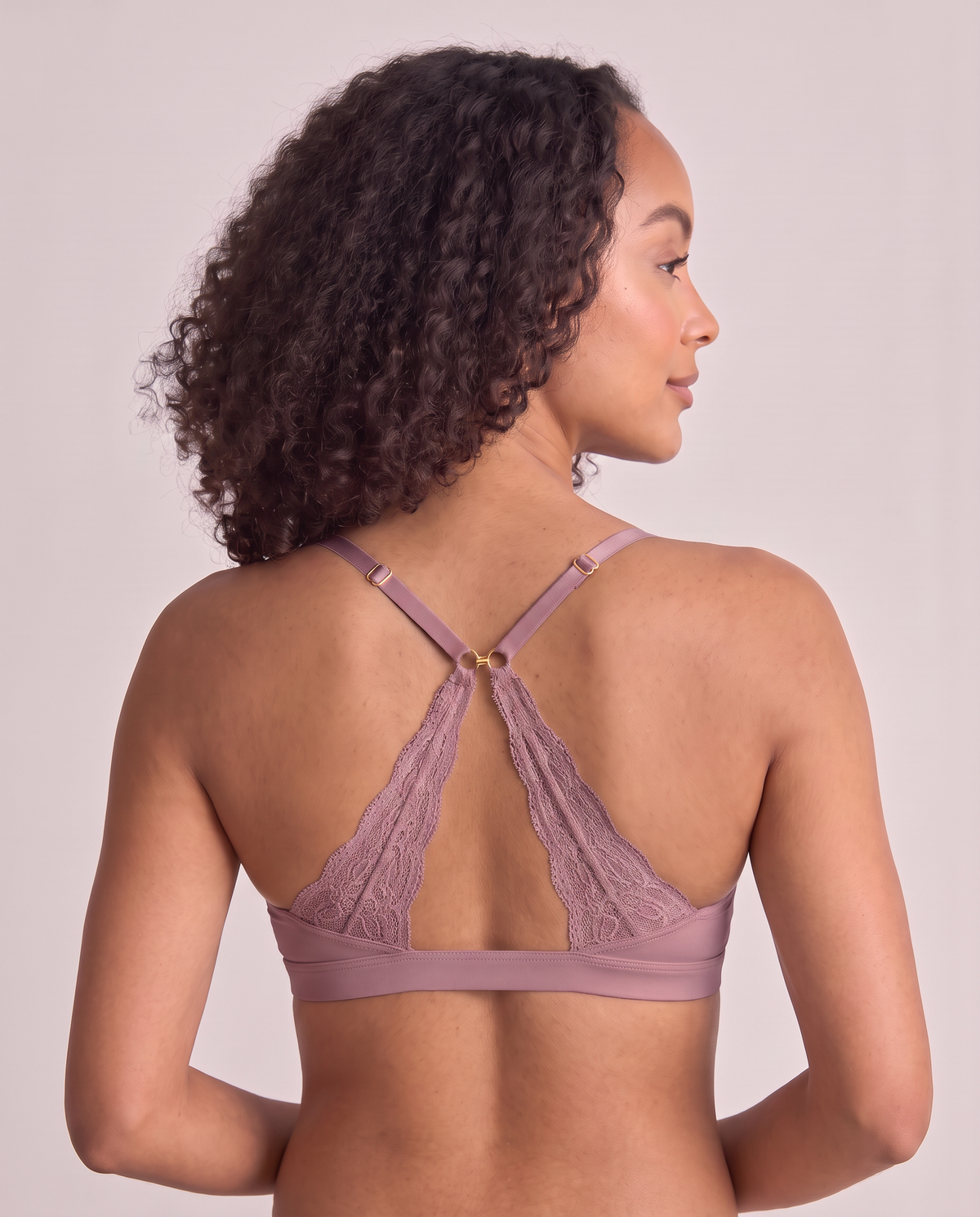Second Skin Y-Back Push-Up Bra in Mauve, back view