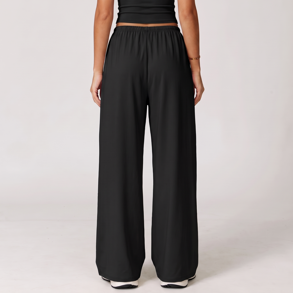 Move Wide-Leg Drawstring Pants in Black, back view