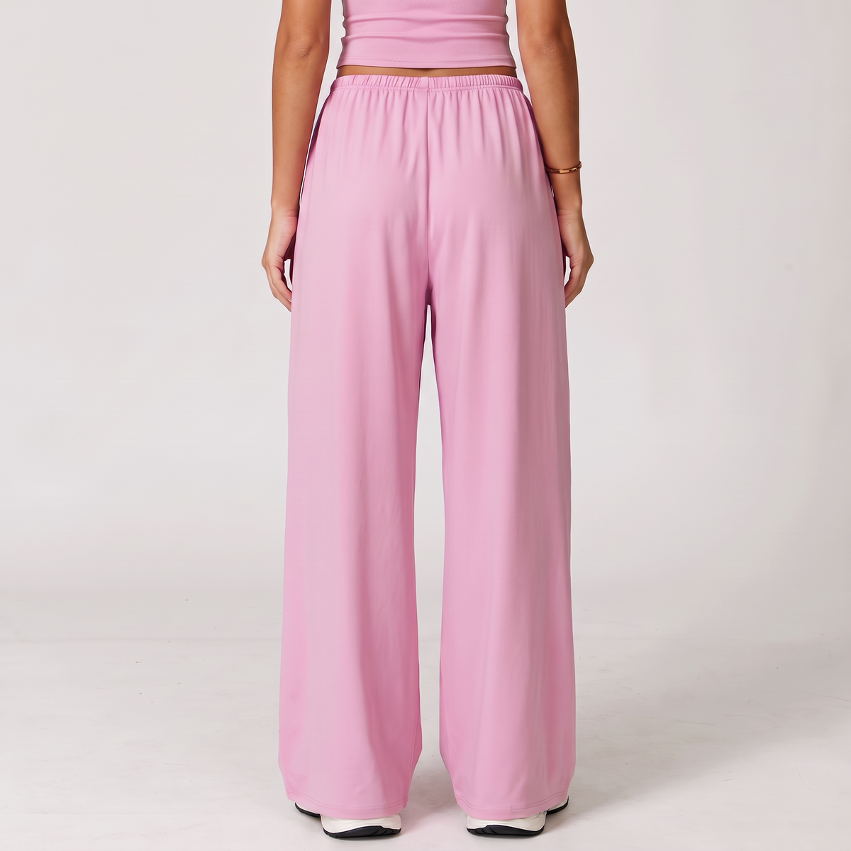 Move Wide-Leg Drawstring Pants in Rose, back view