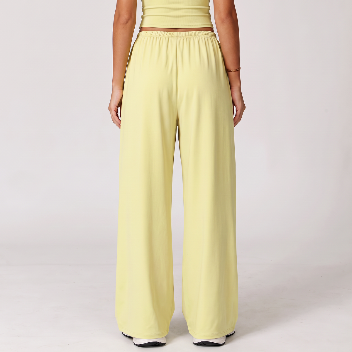 Move Wide-Leg Drawstring Pants in Butter, back view
