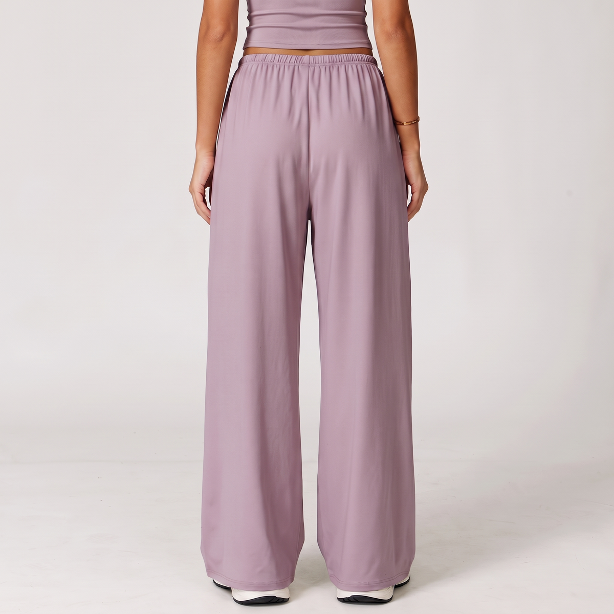 Move Wide-Leg Drawstring Pants in Lavender, back view