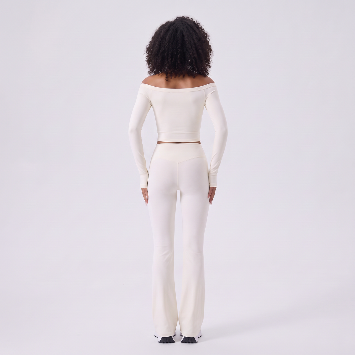 Move Off-Shoulder Flare Set in Ivory, back view