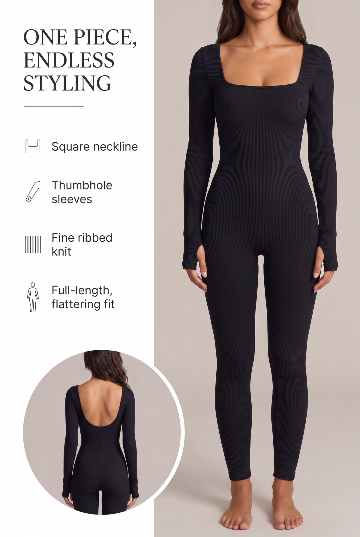 Ribbed Square-Neck Jumpsuit key benefits