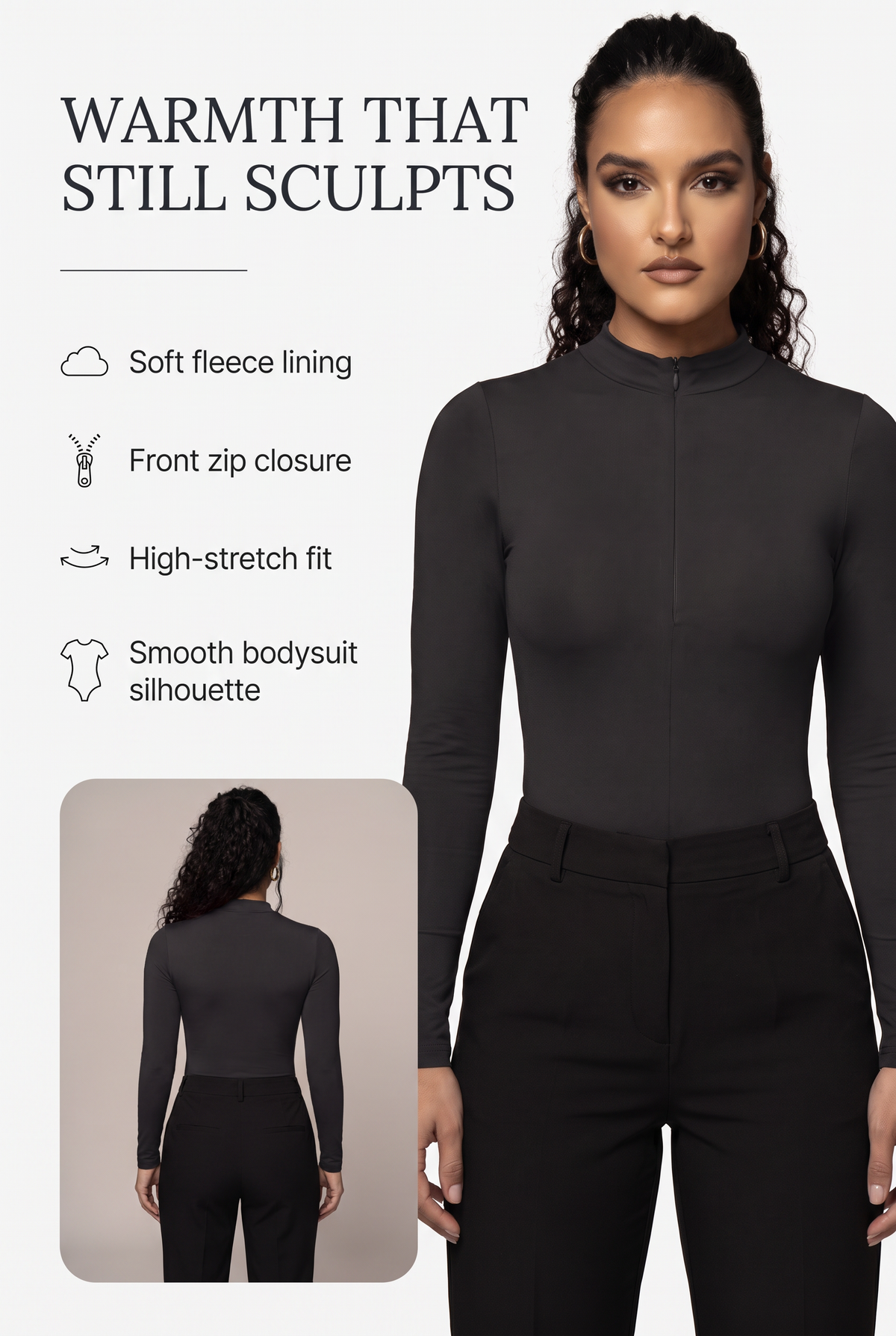 Sculpt Zip-Front Bodysuit key benefits