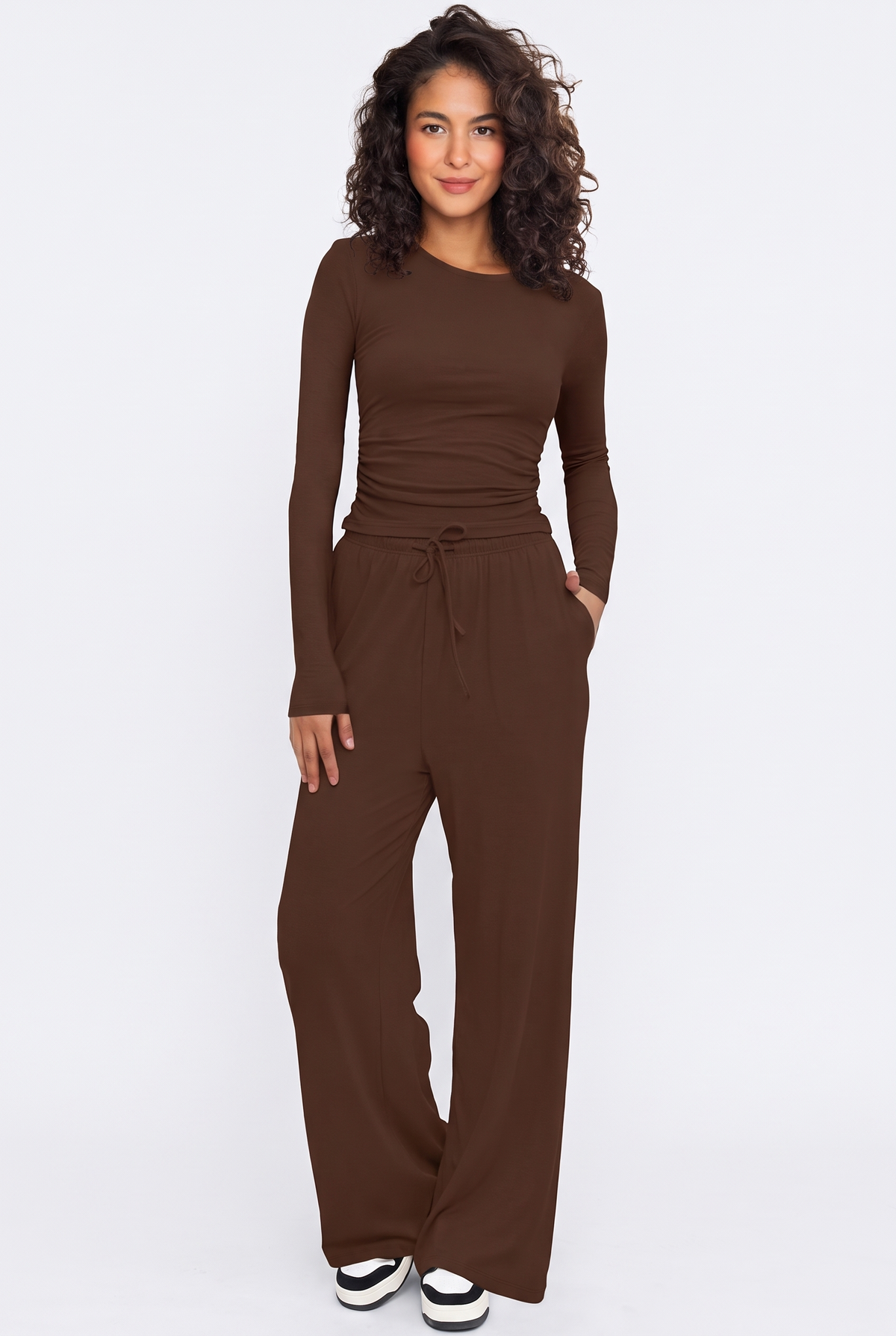 Lounge Relaxed Two-Piece Set in Cocoa, front view