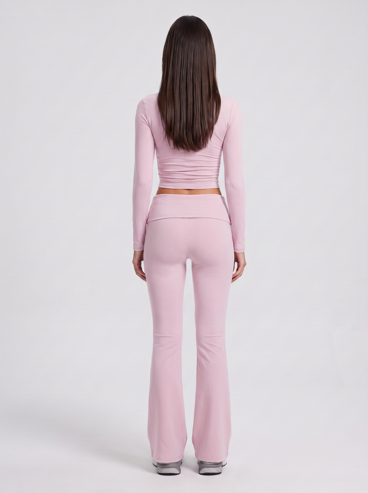 Move V-Neck Flare Set in Peach, back view